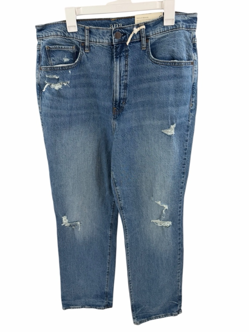 Ana A New Approach Highest Rise Vintage Straight Distressed Blue Jeans 16 New